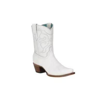 CORRAL Women's Embroidery White Snip Toe Ankle Boot (Z5071)