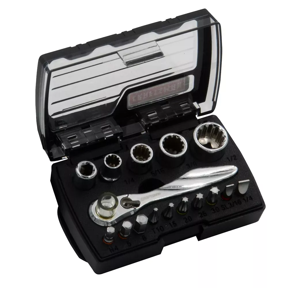 CRAFTSMAN 16-Piece Mini Ratchet & Socket Set - 1/4" Drive Ratchet