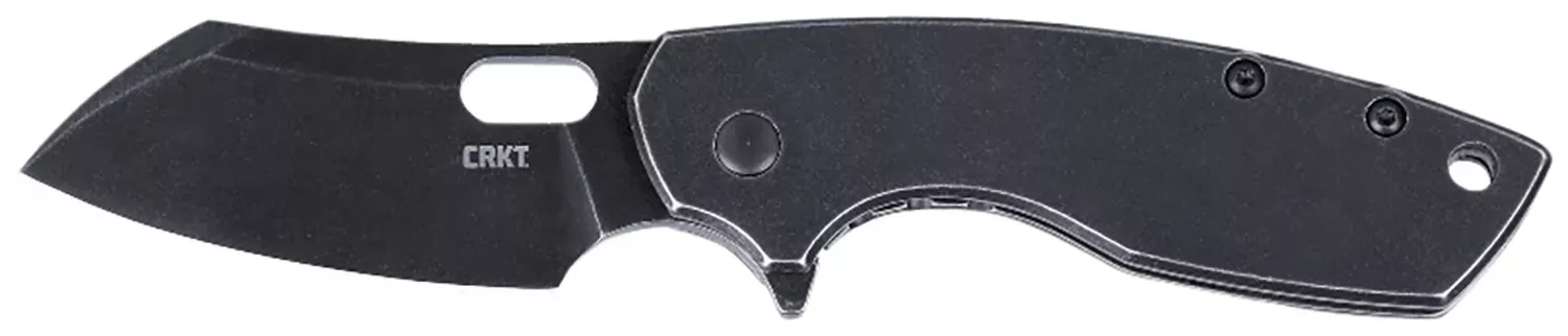 CRKT Pilar Large 2.67″ Folding Plain Black Stonewashed SS Blade Black Stainless Steel Handle Includes Pocket Clip