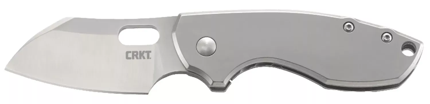 CRKT Pilar2.40″ Folding Plain Satin 8Cr13MoV SS Blade/Bead Blasted Stainless Steel Handle Includes Pocket Clip