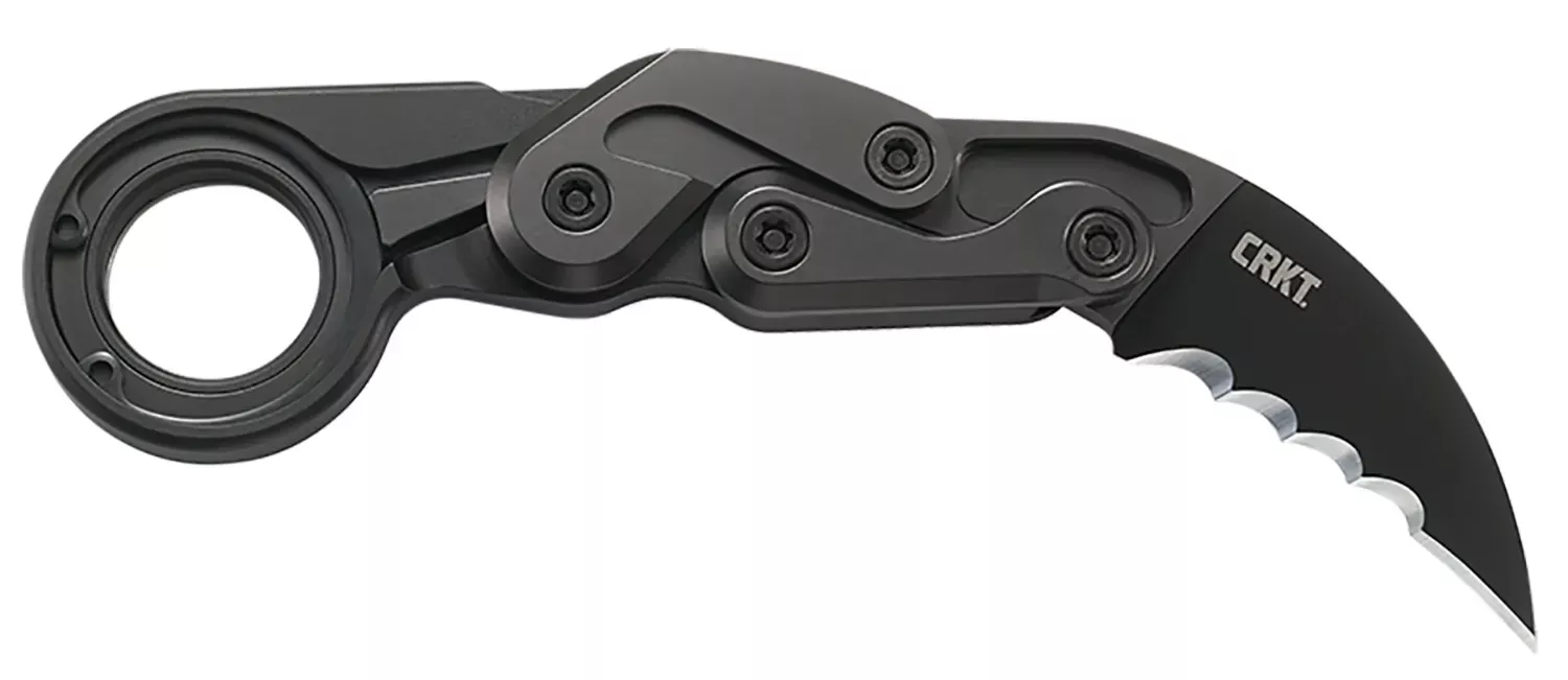 CRKT Provoke2.41" Folding Hawkbill Veff Serrated Black TiN D2 Steel Blade/Black Aluminum Handle Includes Pocket Clip