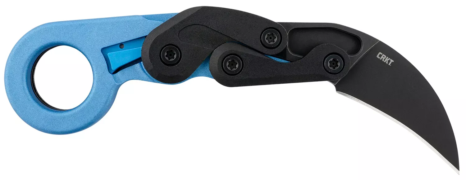 CRKT Provoke2.47″ Folding Hawkbill Plain Black Stonewashed 4116 Stainless Steel Blade/Blue Metallic Grivory Handle