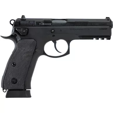 CZ-USA 89353 CZ 75 SP-01 Tactical 9mm Luger 19+1 4.60" Black Nitride Steel Barrel, Black Serrated Steel Slide, Black Polycoat Steel Frame w/Beavertail & Picatinny Rail, Black Polymer Grip