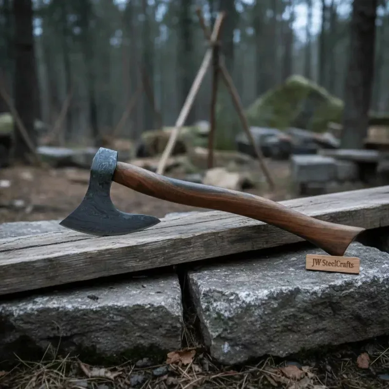 Damascus Skeggx Bearded Axe Set with Two Matched Forged Heads