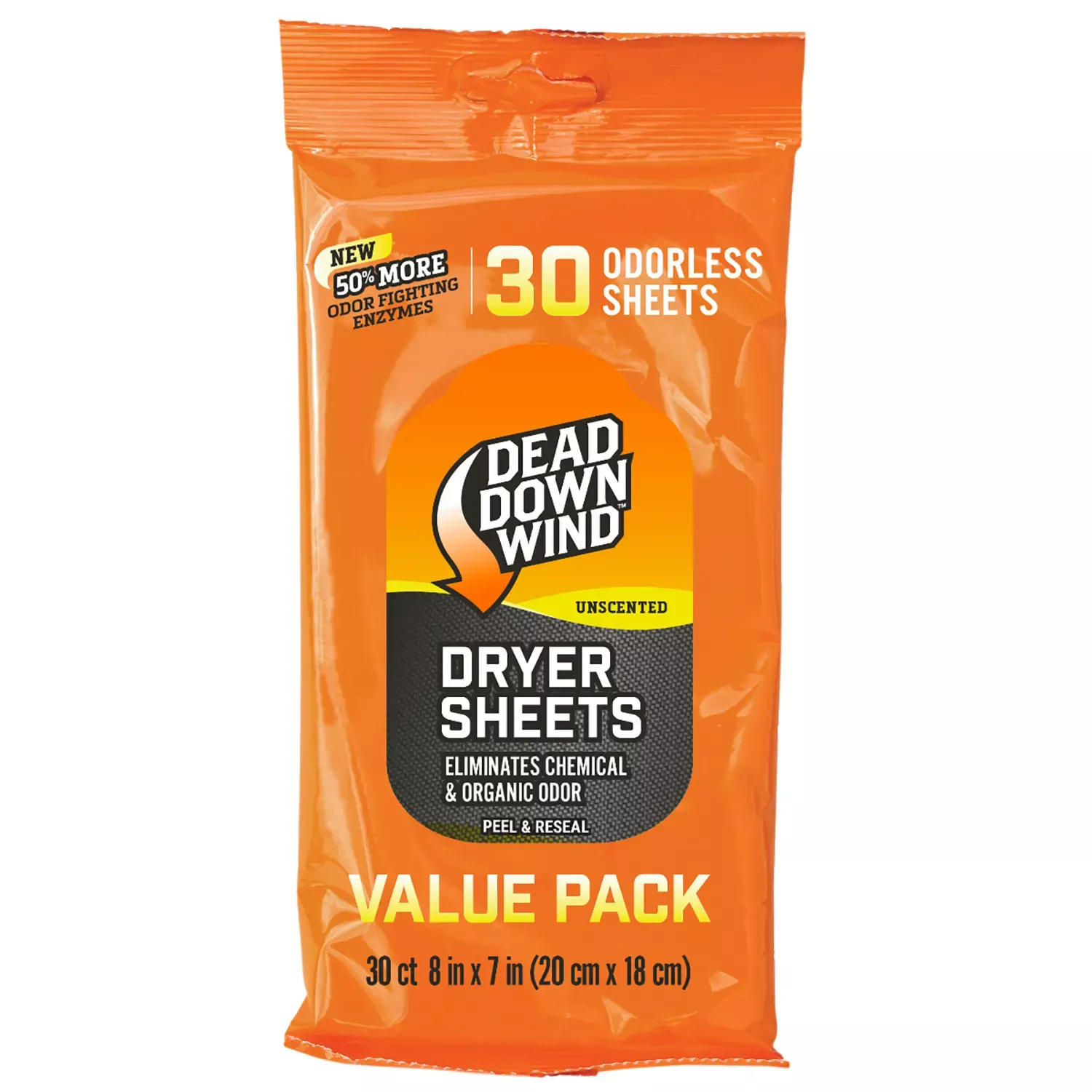 Dead Down Wind Dryer SheetsOdor Eliminator Odorless Scent 30 Per Pkg