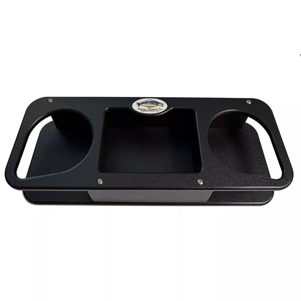 Deep Blue Marine Double Cup Holder w/Suction Cups - Black - MB-2B