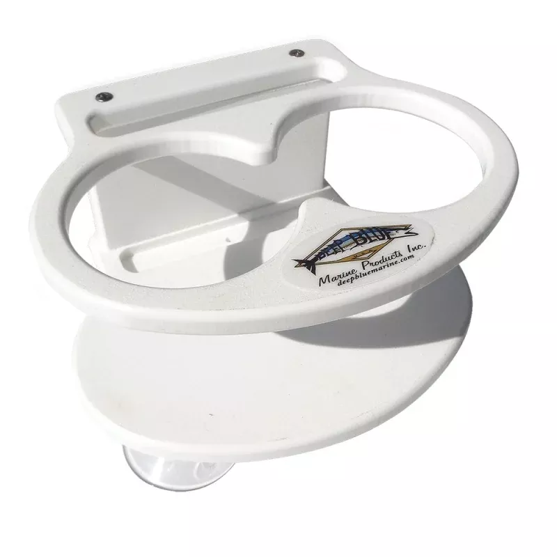 Deep Blue Marine Double Slim Can Drink Holder & Cell Phone – White