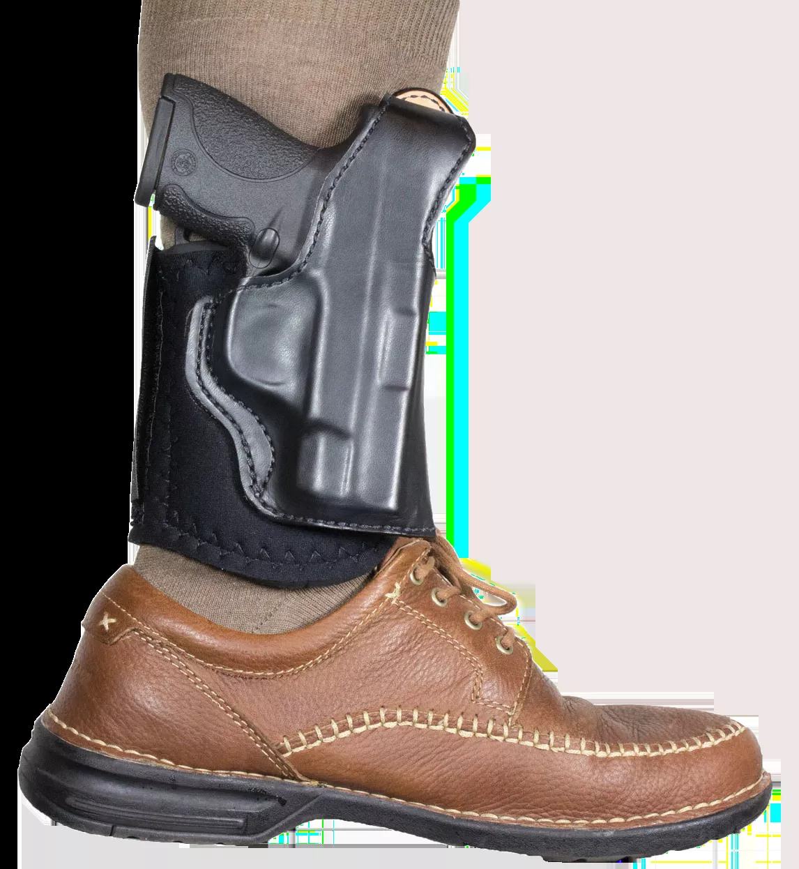 DeSantis Gunhide Die Hard Ankle Rig Black Saddle Leather S&W J Frame 36,37,60 RH