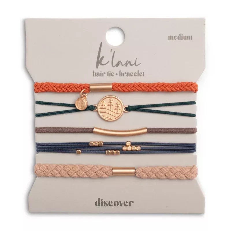 Discover Gold Pine Tree Charm Hair Tie Bracelets