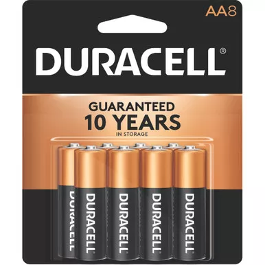 Duracell 041333825014 Coppertop Batteries AA, Black, 8 Pack