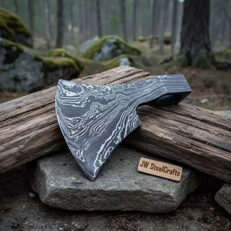Duskforge Axe Head Blank 6 Handmade Lightweight Damascus Steel