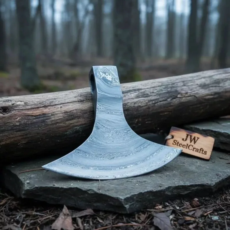 Duskmoor Axe Head 7 Handmade Damascus Steel Bearded Axe Blank