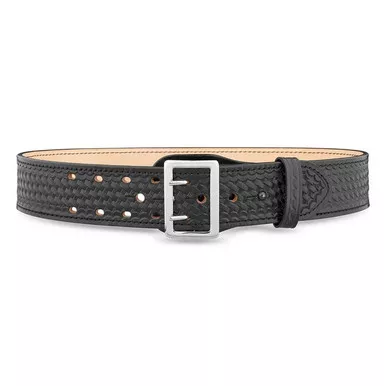 Dutyman 1021 2-1/4" Basketweave Leather Sam Browne Duty Belt, 2-Row Stitch, Black