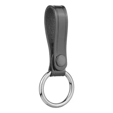 Dutyman 2111 Plain Leather Baton Strap/Metal Ring, Black
