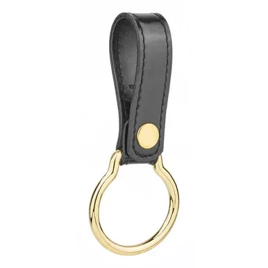 Dutyman 3031M High-Gloss Leather D Cell Flashlight Strap with Metal Ring, Black