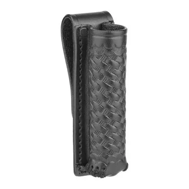 Dutyman 3821HO Short Basketweave Leather Baton Pouch, Open Bottom, Black
