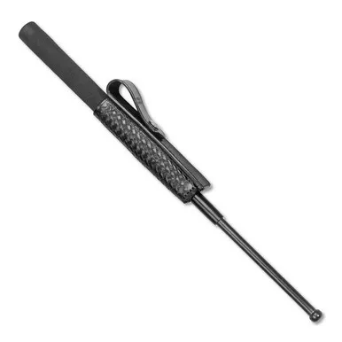 Dutyman 3931HO Long High-Gloss Leather Baton Pouch, Open Bottom, Black