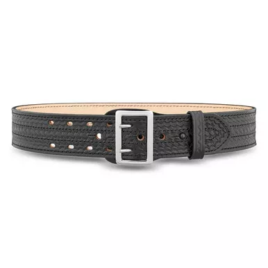 Dutyman 4021 2-1/4" Basketweave Leather Sam Browne Duty Belt, 4-Row Stitch, Black