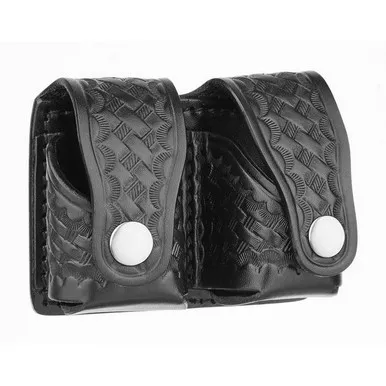 Dutyman 5821 Basketweave Leather Revolver Speed Loader Holders, Black