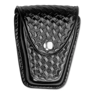 Dutyman 8421 Basketweave Leather Double Closed Cuff Case, Black