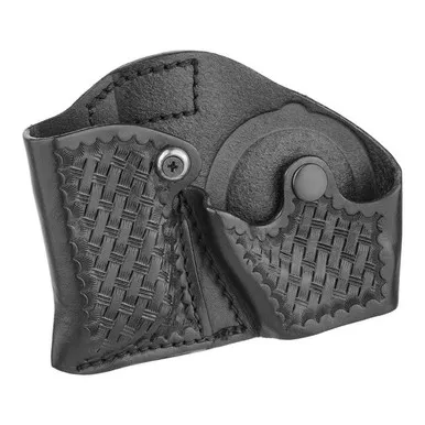 Dutyman 9621 Basketweave Leather Vertical Open Magazine/Cuff Combo Holder, Black