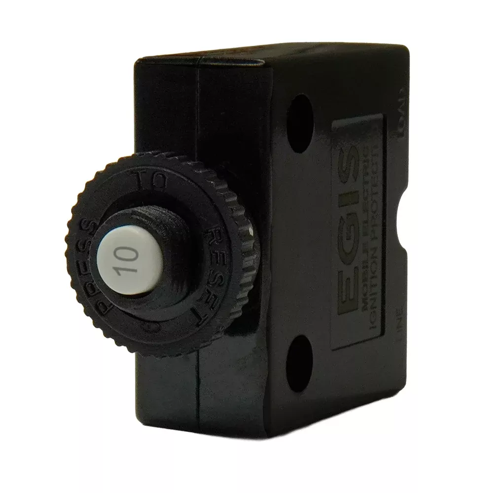 Egis 10A Push Button Panel Mount Circuit Breaker - Spade Terminal - 4711-10