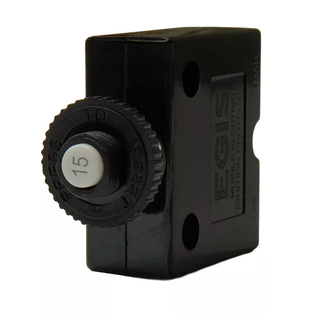 Egis 15A Push Button Panel Mount Circuit Breaker – Spade Terminal – 4711-15