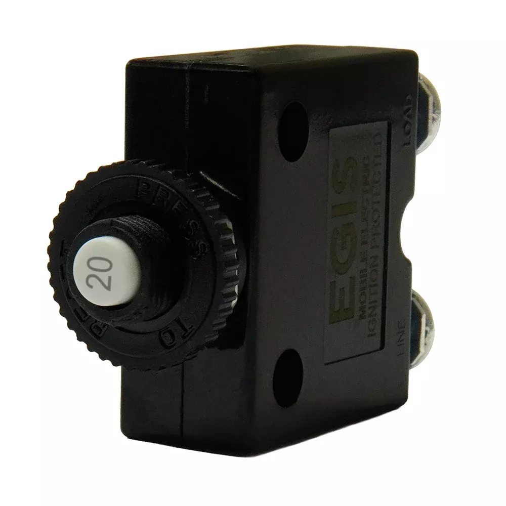 Egis 20A Push Button Panel Mount Circuit Breaker - Screw Terminals - 4710-20