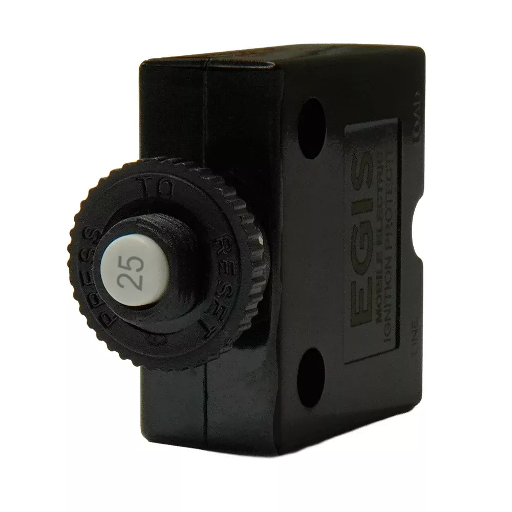 Egis 25A Push Button Panel Mount Circuit Breaker - Spade Terminal - 4711-25