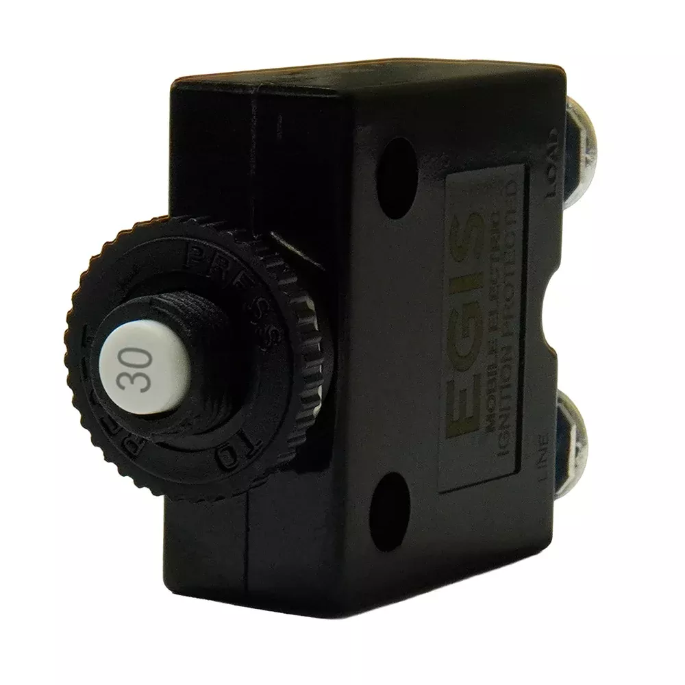 Egis 30A Push Button Panel Mount Circuit Breaker - Screw Terminals - 4710-30