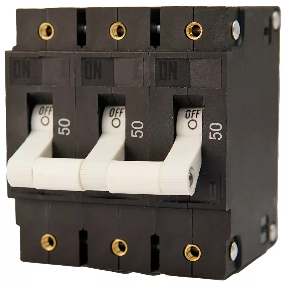 Egis C Series White Toggle Panel Mount Circuit Breaker - Triple Pole 50A - 3503-050