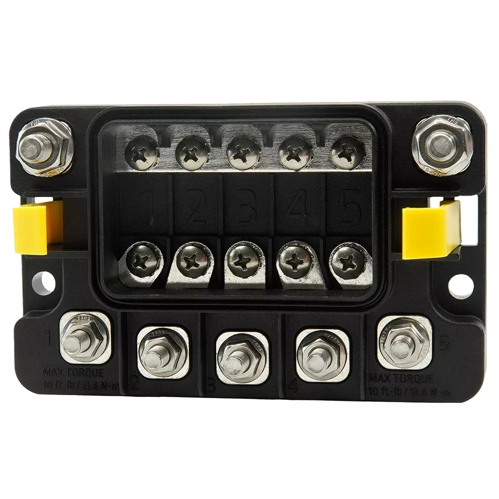 Egis MIDI 5 Circuit Fuse Block w/Sealed Cover – M8 Inputs – M6 Outputs – 3906