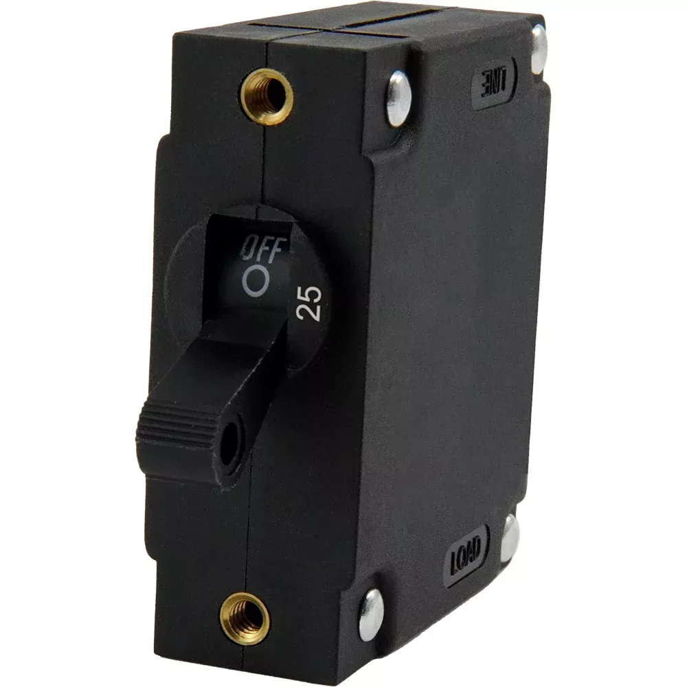 Egis A Series Black Toggle Panel Mount Circuit Breaker – Single Pole 25A – 3211-25