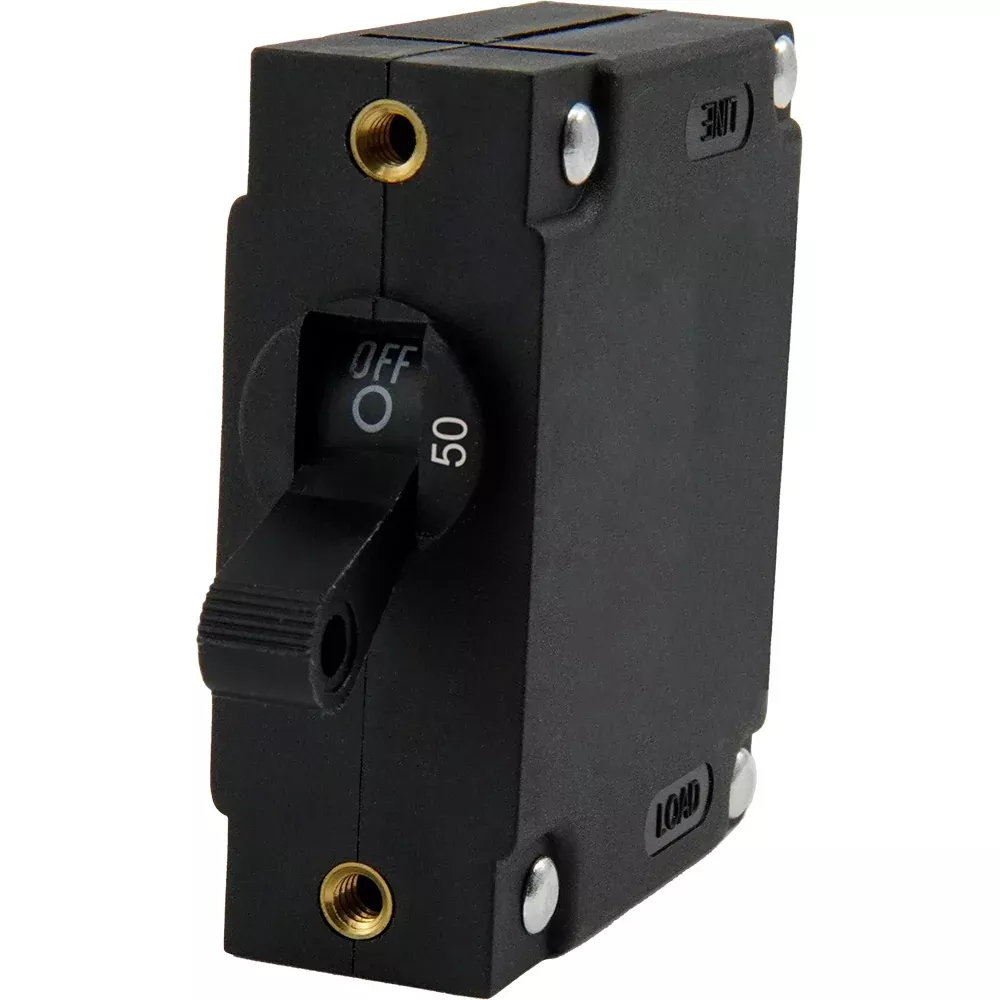 Egis A Series Black Toggle Panel Mount Circuit Breaker - Single Pole 50A - 3211-50