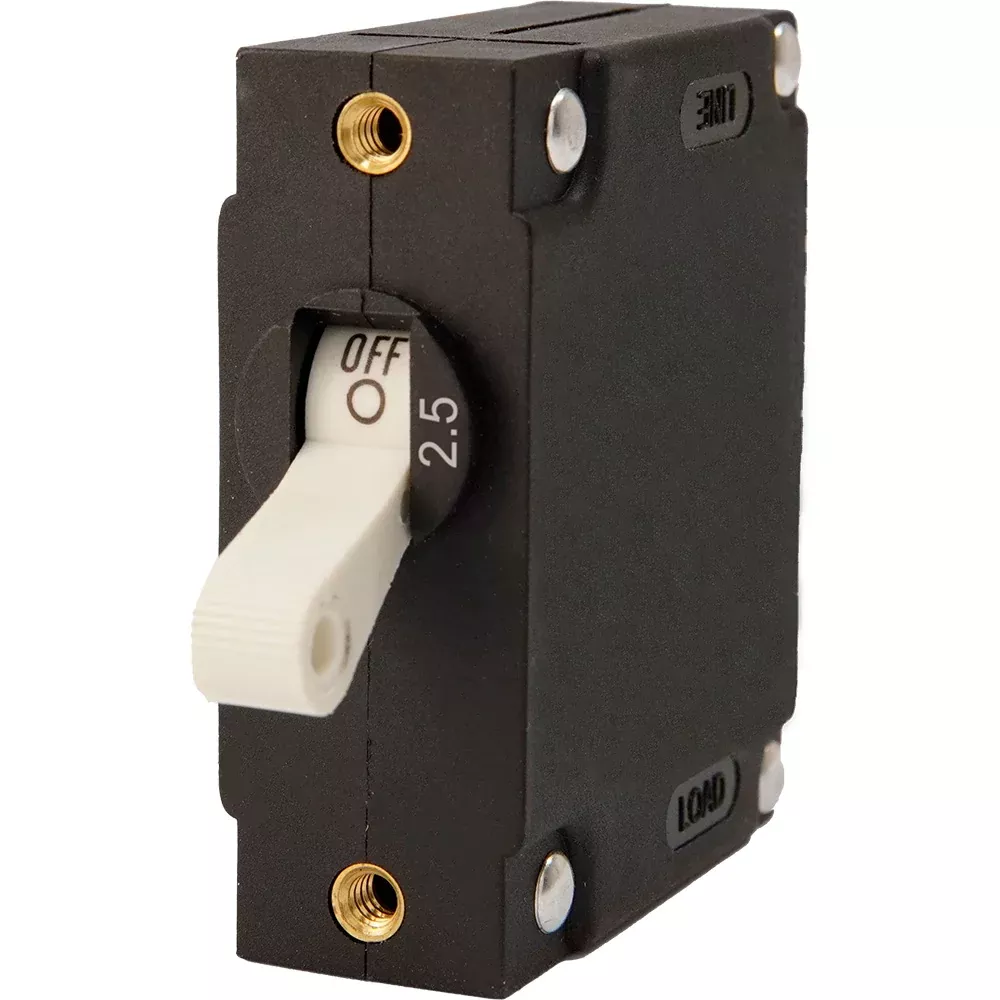 Egis A Series White Toggle Panel Mount Circuit Breaker – Single Pole 2.5A – 3201-03