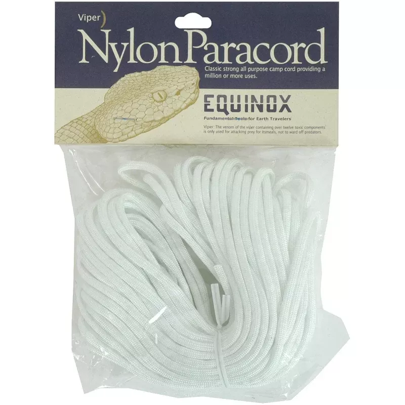 EQUINOX Paracord White 100 ftDurable Nylon Rope for Camping, Crafting, and Emergency Uses