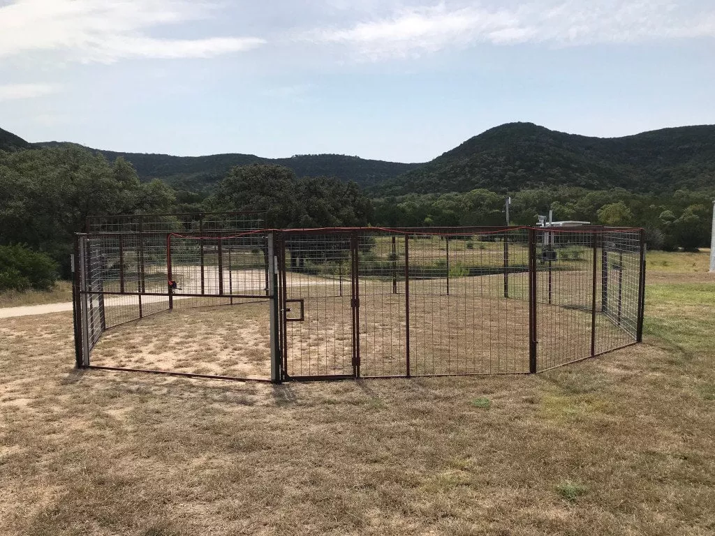 Exotic Game Control Basic Hog Trap System | 30' Diameter | 6' x 10' Reinforced Panels | Drop Gate & Man Gate | Custom Expandable Wild Hog Control