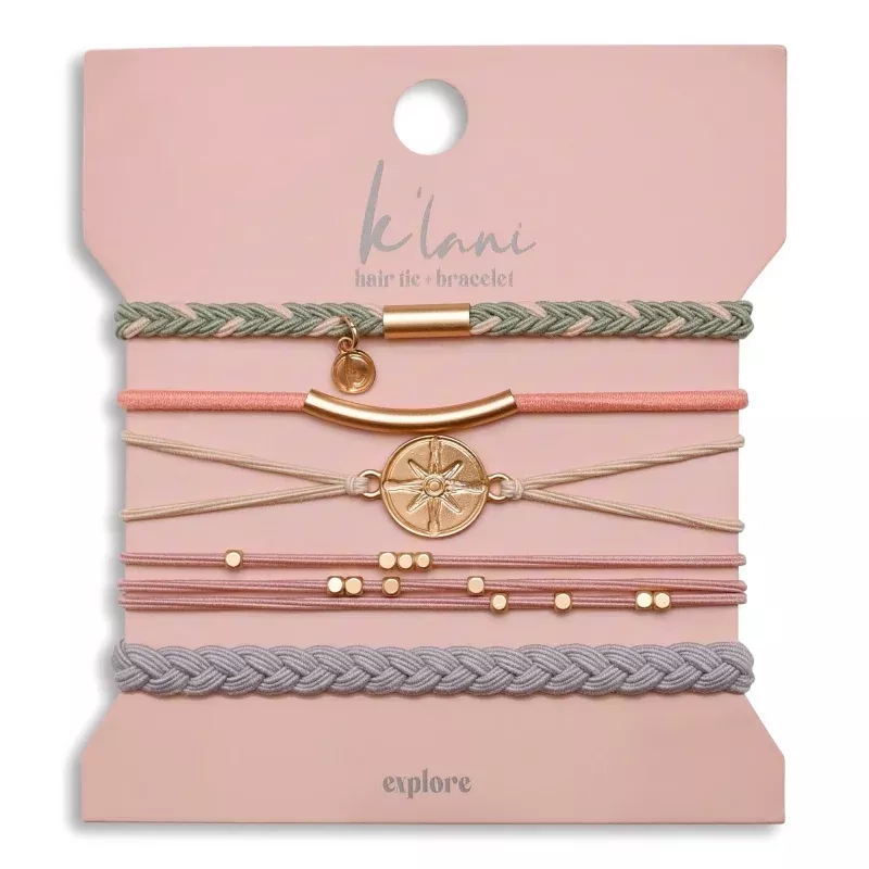 Explore Gold Compass Charm Hair Tie Bracelets