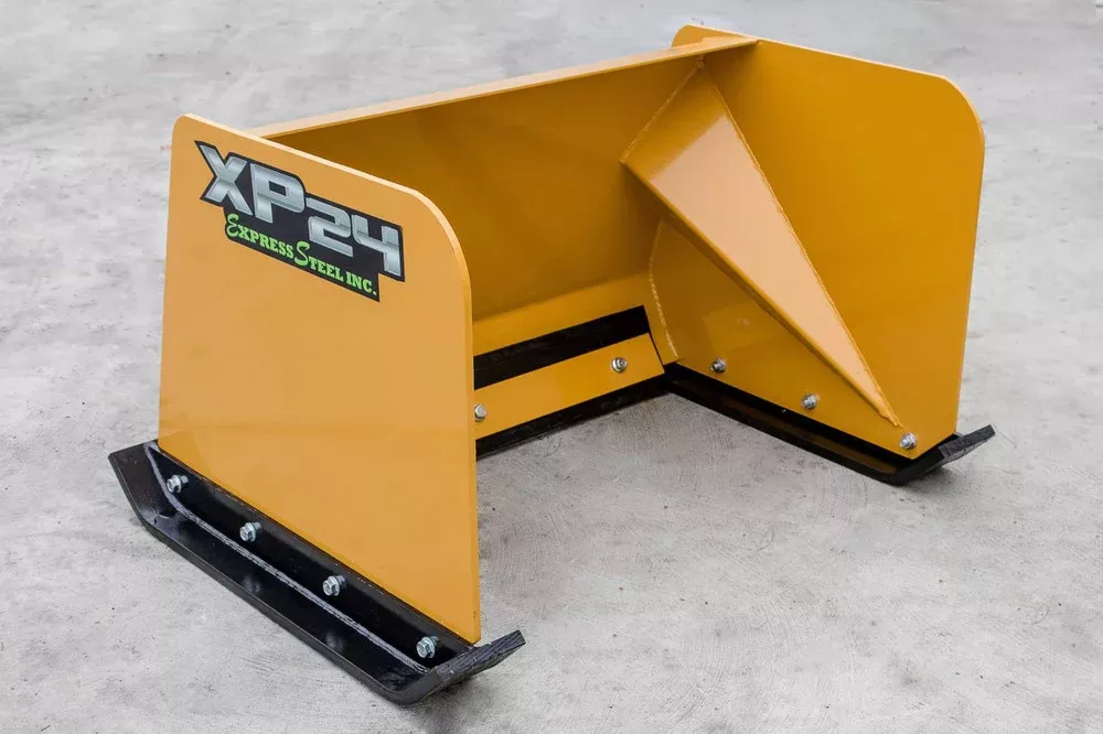 Express Steel 3′ Snow Pusher | Model XP24 | Width 36″ | 20-35 GPM | 13+ HP | For Mini Skid Steers & Tractors