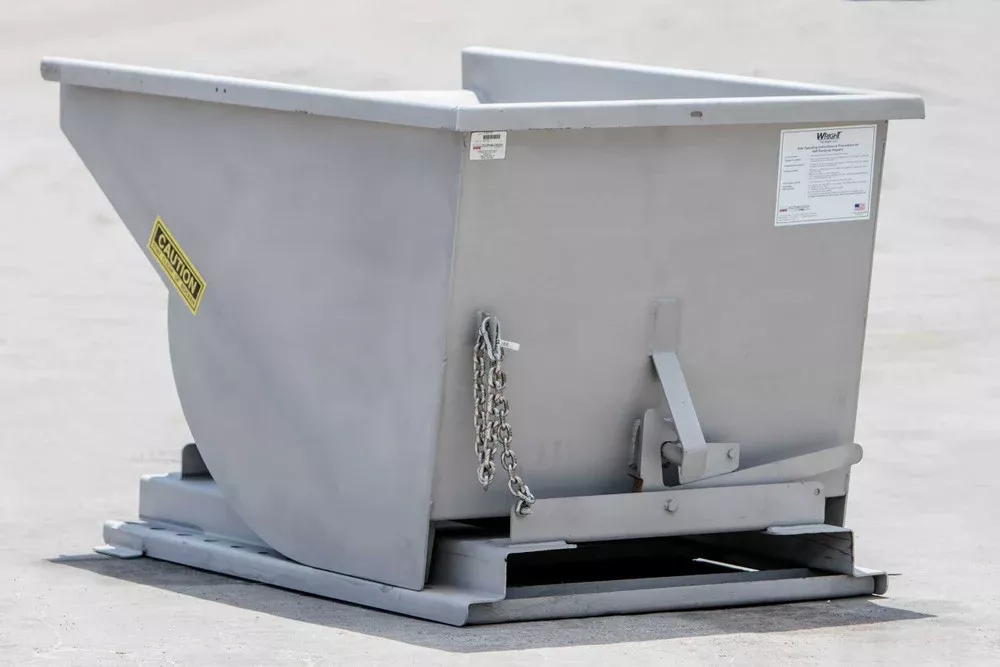 Express Steel Wright 1/2 Yard Stainless Steel Self-Dumping Hopper | Width 37.75″ | For Forklifts & Pallet Forks