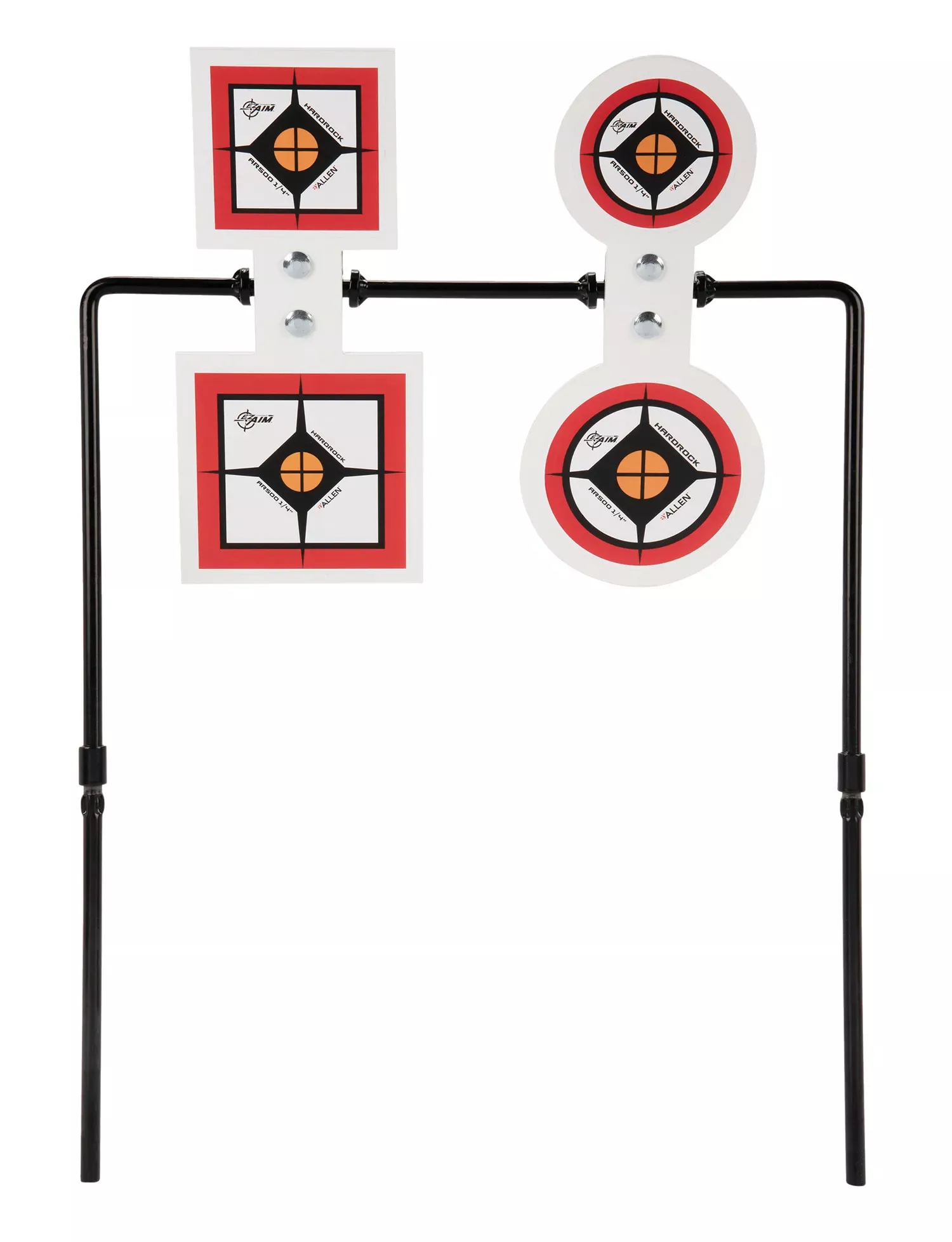EZ-Aim Hardrock Spinner Target Black/Red/White AR500 Steel Circle Square Standing Includes Stand