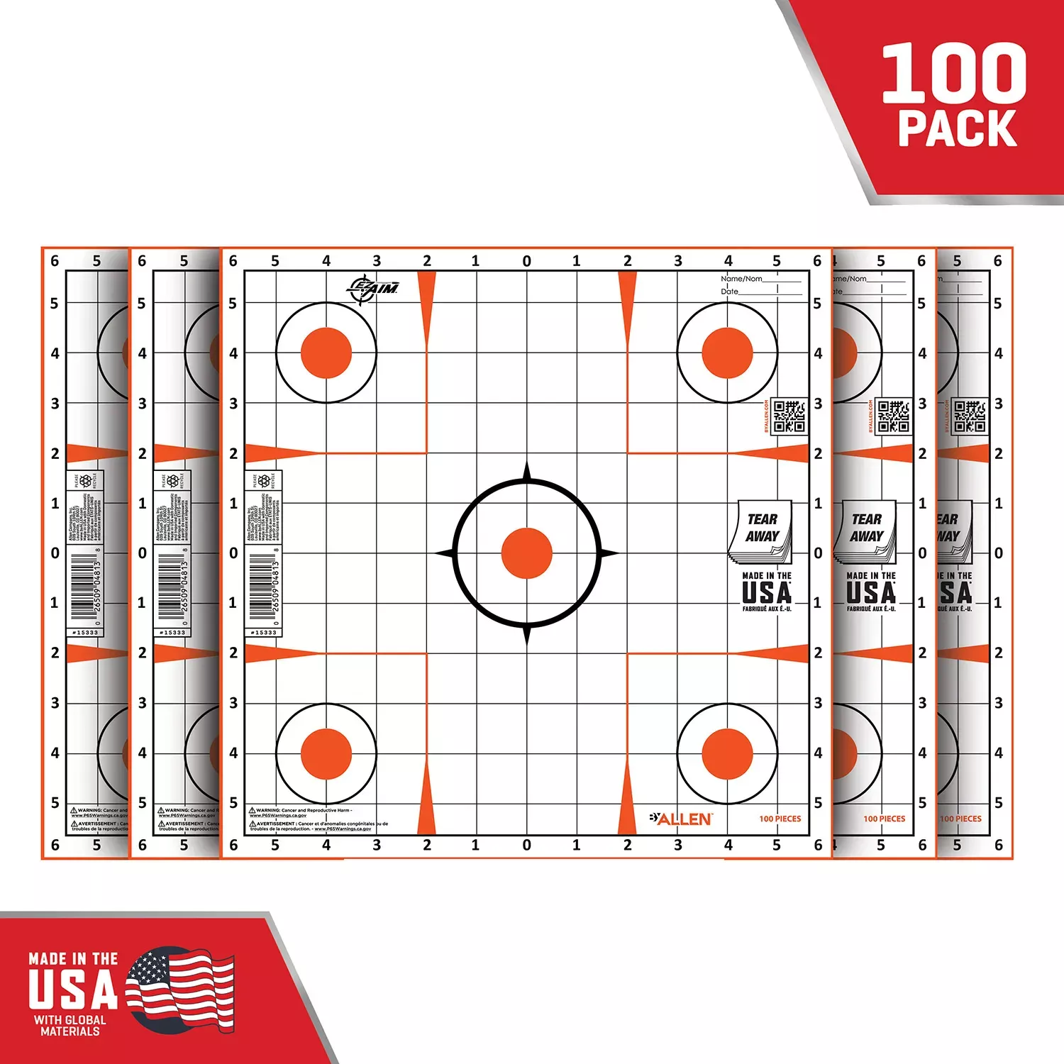 EZ-Aim Sight-InGrid Paper Self-Adhesive 12" x 12" Orange/White 100 Per Pack