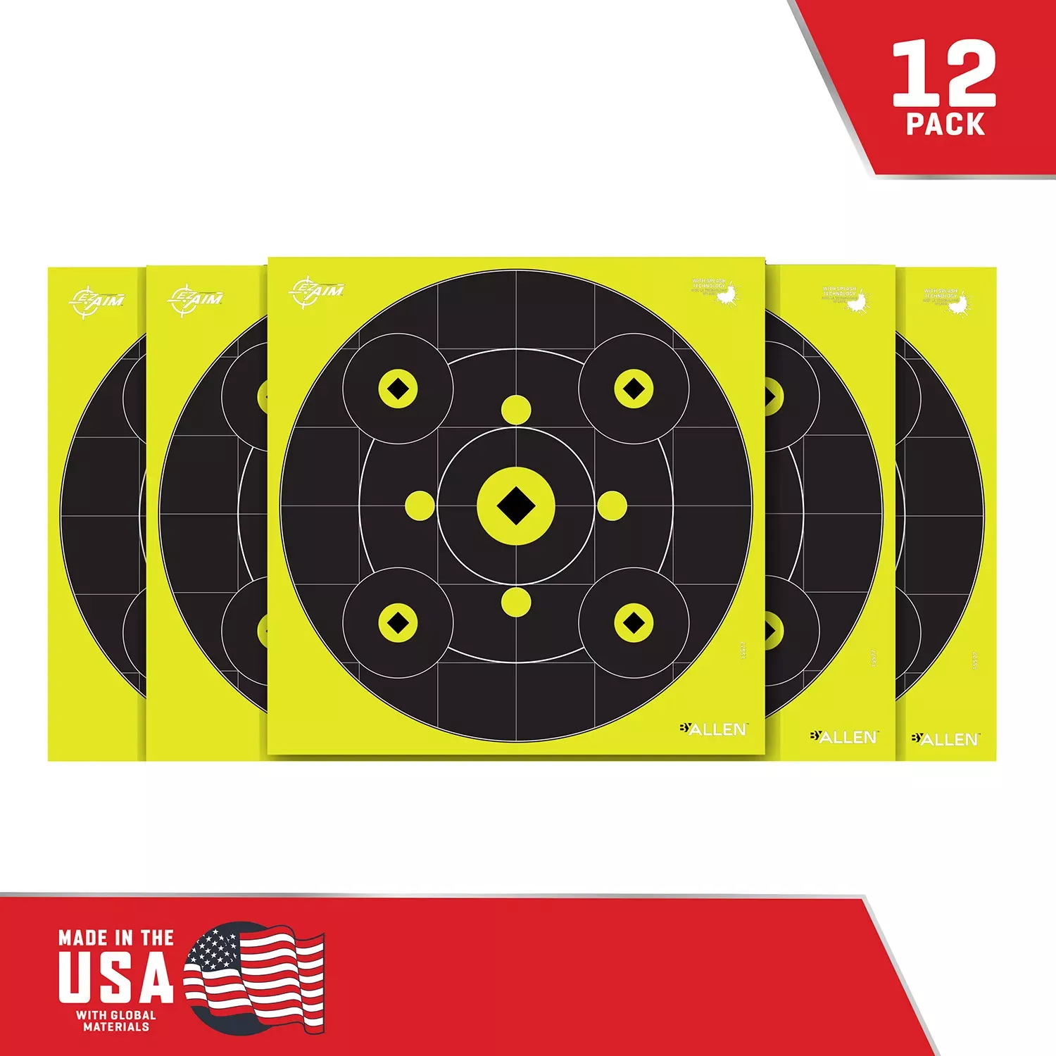 EZ-Aim Splash Bullseye Paper 12" Black/Yellow 12 Per Pack