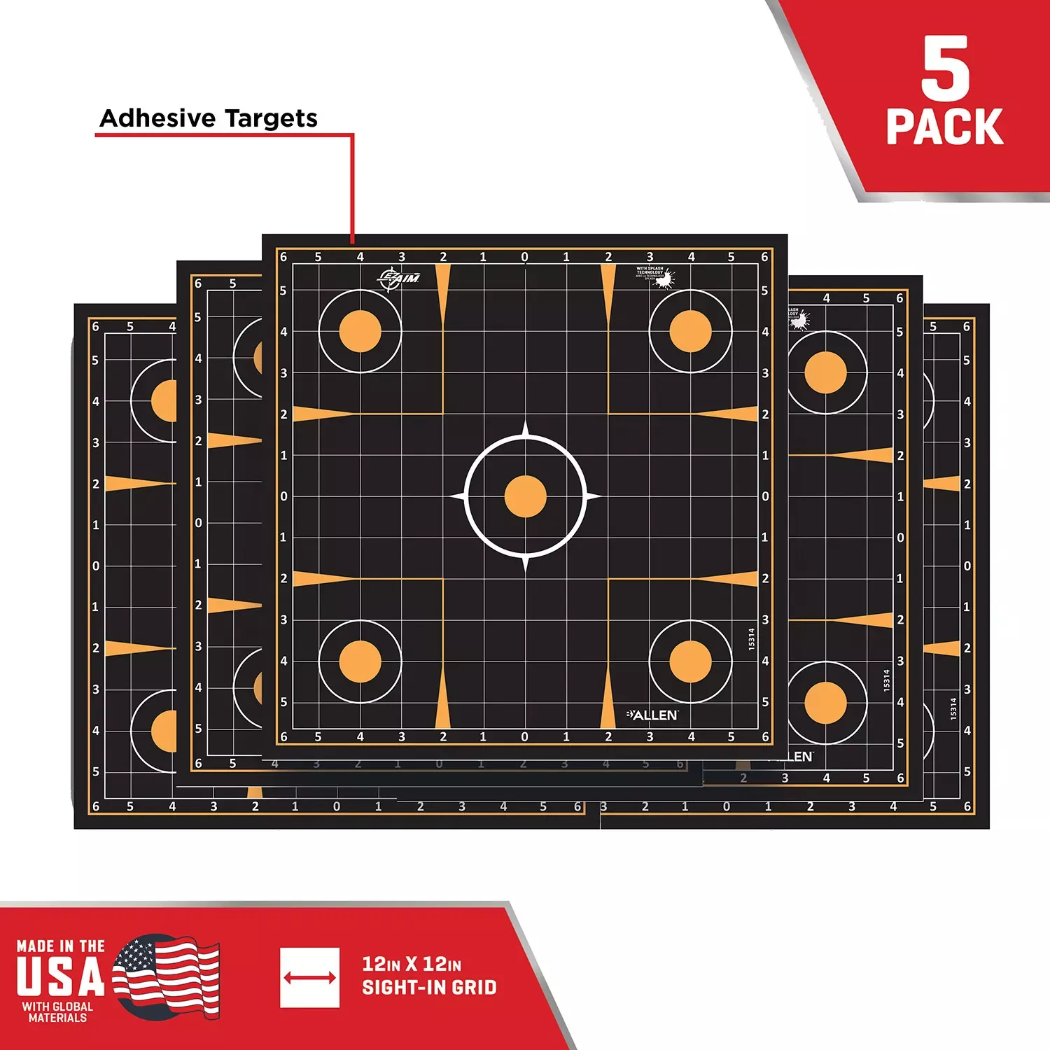 EZ-Aim Splash TargetPaper Black/Orange Sight-In Grid Illustration Impact Enhancement Yes 10 Pk.