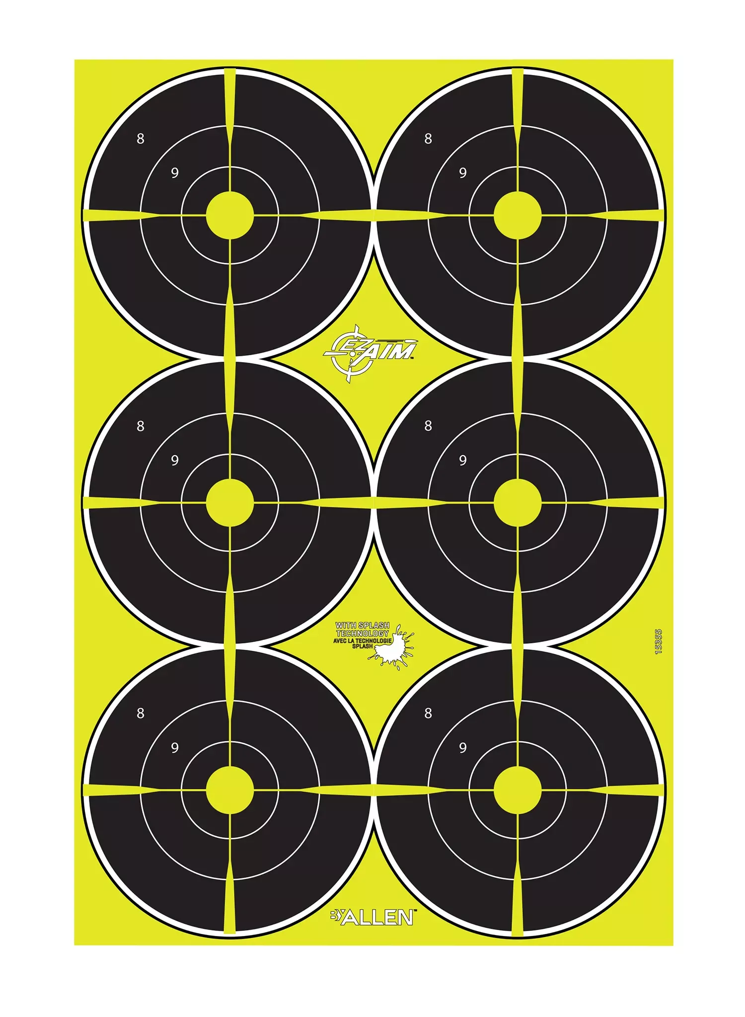 EZ-Aim SplashBullseye Paper Hanging 12.50" W X 18.25" H Black/Yellow 8 Per Pkg