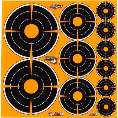 EZAim 15254 Splash Bullseye Adhesive Targets Variety Pack, Orange, 12 Pack
