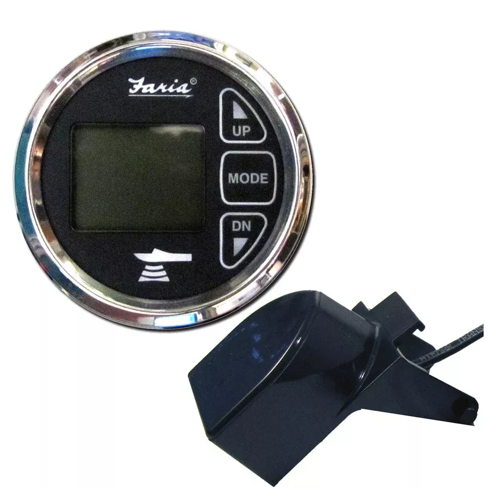 Faria Chesapeake Black 2″ Dual Depth & Temp Sounder w/Transom Mount Transducer