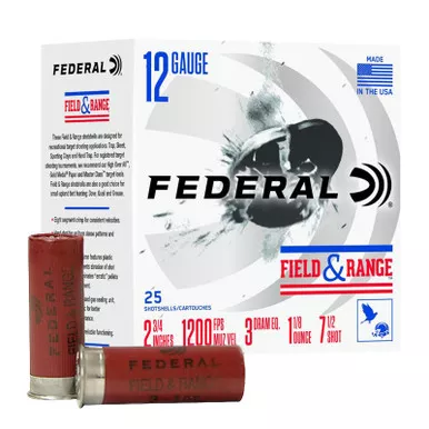 Federal 12 Ga Field and Range 2 3/4 1-1/8oz 7.5 Shot 25 Rounds