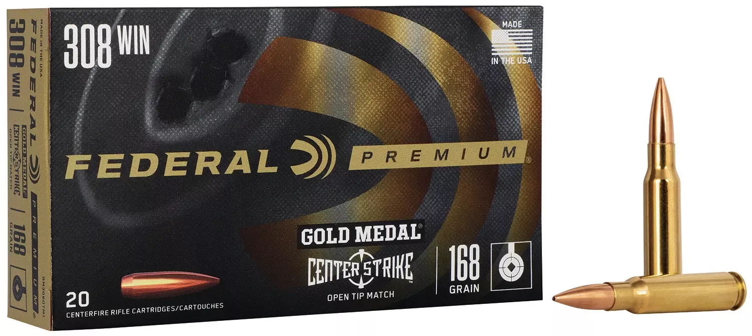 Federal Premium Gold Medal 308 Win. 168 Gr. Open Tip Match 20/Box