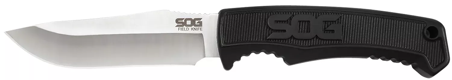 Field4" Fixed Clip Point Plain Satin 7Cr17MoV SS Blade Black TPR Handle Includes Sheath